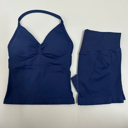 Backless Tank Top High-Waist Shorts