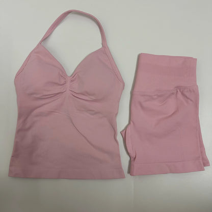 Backless Tank Top High-Waist Shorts