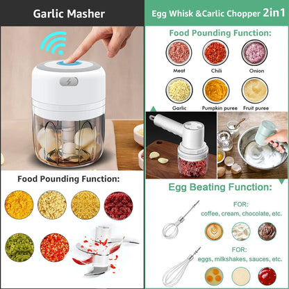 Electric Mini Food Chopper Garlic Masher