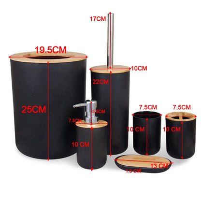6-Piece Bamboo Plastic Bathroom Set