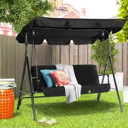 Patio Swing Chair with Adjustable Canopy Black