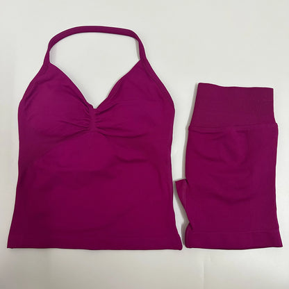 Backless Tank Top High-Waist Shorts