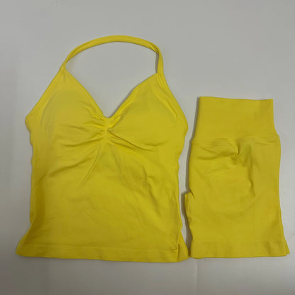 Backless Tank Top High-Waist Shorts