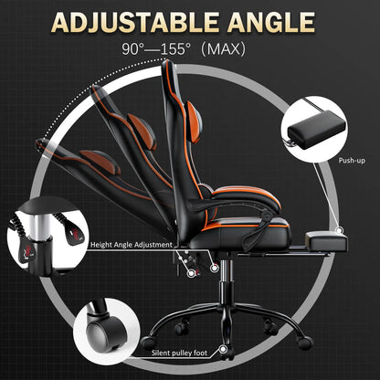 Footrest Reclining PU Leather Office Desk Chair