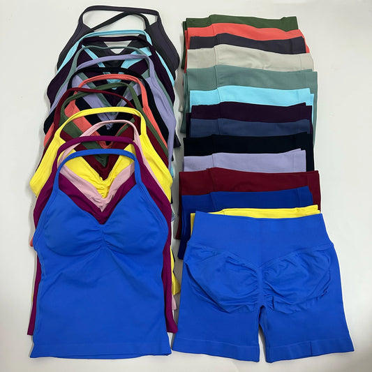 Backless Tank Top High-Waist Shorts
