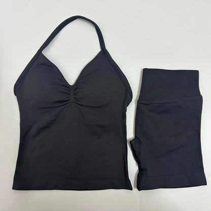 Backless Tank Top High-Waist Shorts