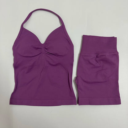 Backless Tank Top High-Waist Shorts