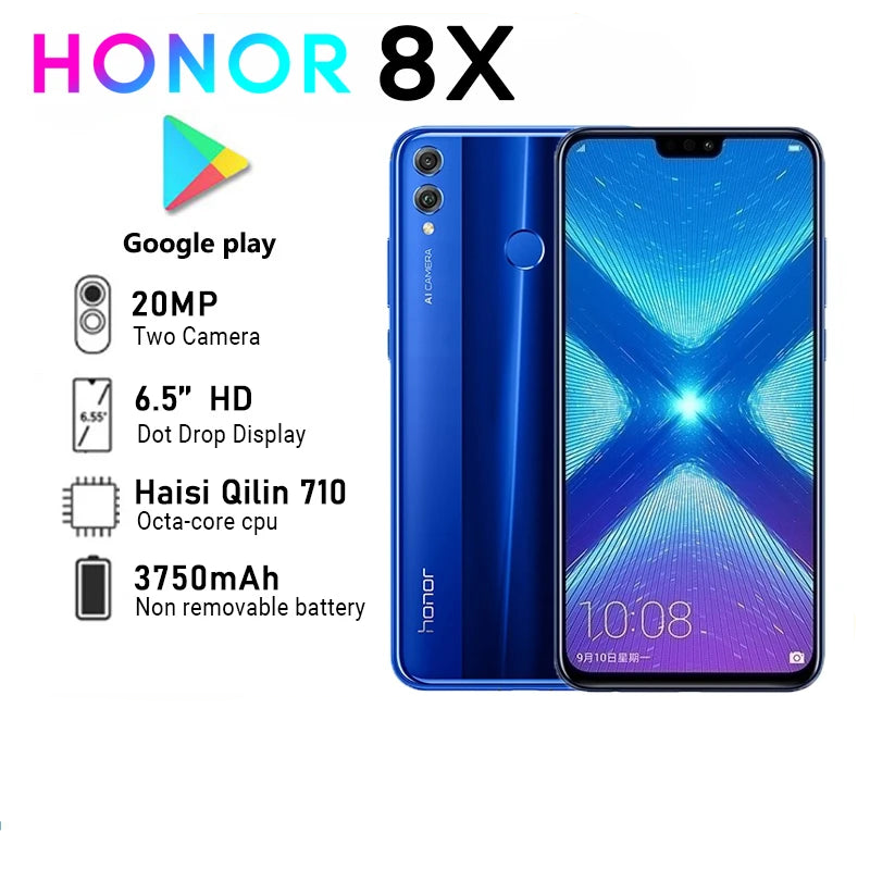 HONOR 8X Smartphone 6.5" Display 20MP Camera Global Firmware