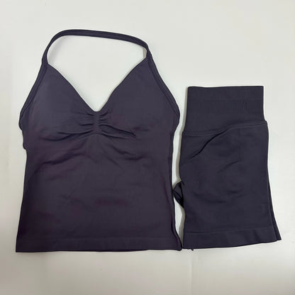 Backless Tank Top High-Waist Shorts