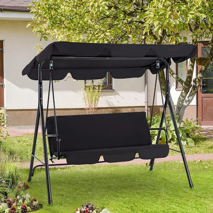 Patio Swing Chair with Adjustable Canopy Black