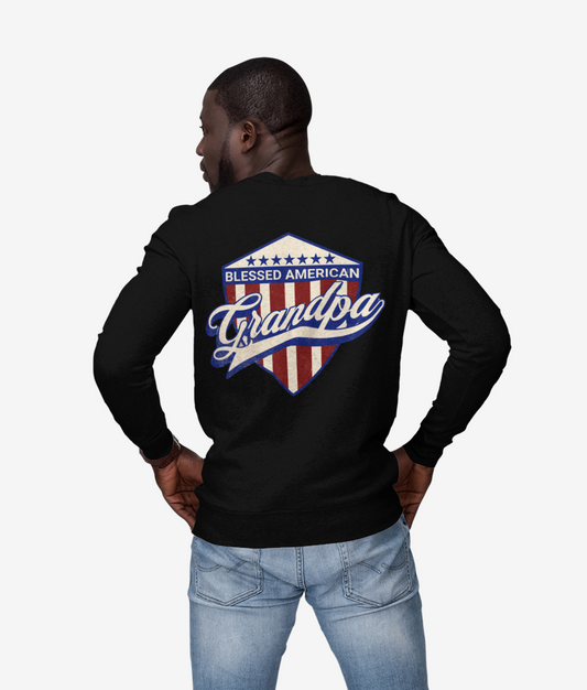 Graphic Blessed American Grandpa  Unisex Crewneck Sweatshirt