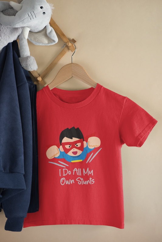 Designed Kids I Do All My Own Stunts Graphic Print T-shirts