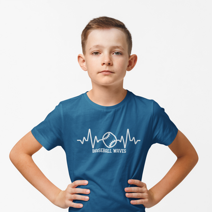 Designed Kids Baseball Waves Graphic Print T-shirts